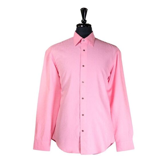Mens Shirt Button Up Pink Floral Casual Summer Tropical Hawaiian Beach Large - Picture 1 of 7